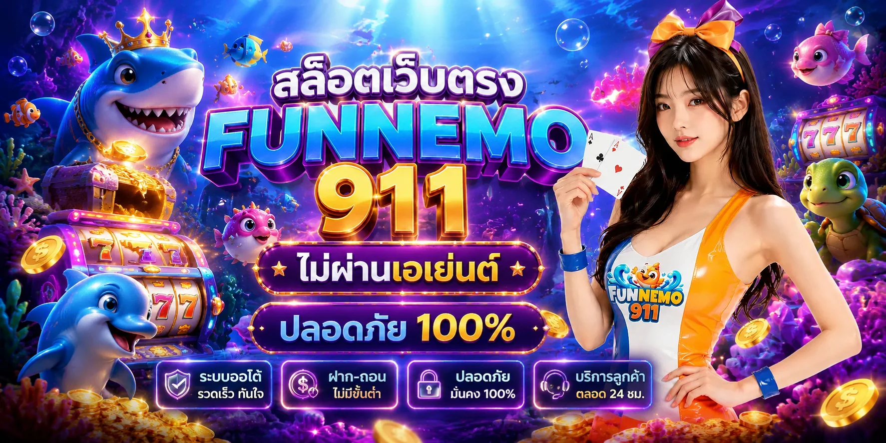 คาสิโนออนไลน์ FUNNEMO911 บาคาร่า รูเล็ต ไฮโล ครบจบ